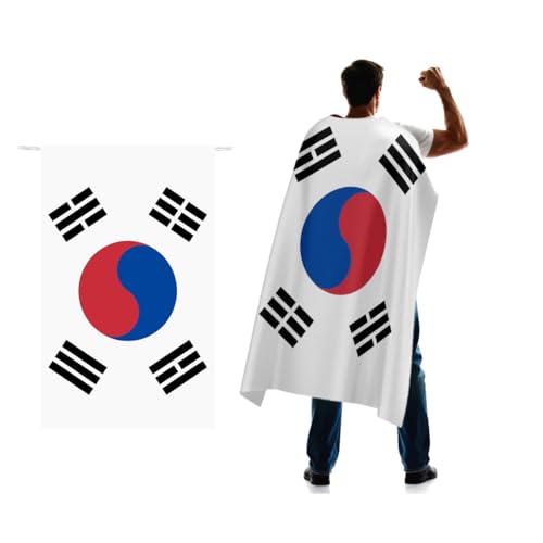 South Korea Flag Cape 3x5 FT for Independence Day Holiday Costumes Celebrati 150D Premium Polyester S Korean National Patriotic Flags Costume Cloak.