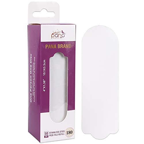 PANA 50 Pieces Small White Pedi File Refill for Stainless Steel Foot File Sanding Foot Rasp - Easy Strip Peel Pedicure Refill Pads - Grit 180
