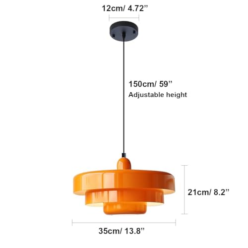 Image of Set of 2 Orange Pendant Lights, Nordic Flush Mount Mid Century Modern Chandeliers for Kitchen Island, Dining Room, Pantry, Farmhouse Ceiling