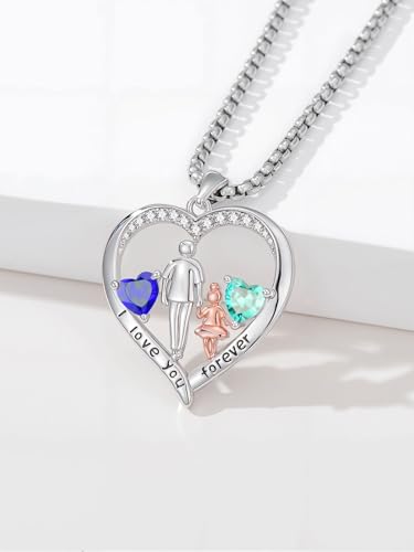 To My Daughter From Dad/Father,Daughter Birthstone Pendant Necklace I Love You Forever Love Heart Jewelry Christmas Valentine Mothers Day Birthday Gifts for Women Her Daughters3