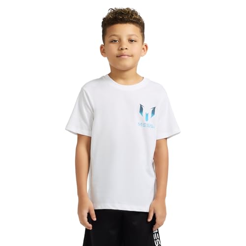Image of Messi Boys' Lifestyle Short Sleeve T-Shirt, Slim-fit Graphic Tee, Cotton Blend Fabric