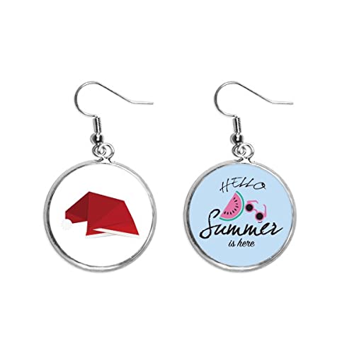 Pendientes de sandía origami y sombrero de Navidad rojo para lóbulo