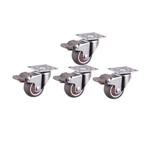 4 Pieces/lot 1.5 inch Caster TPE Swivel Wheel with Brake Light Single Bearing Anti-Winding Silent Furniture