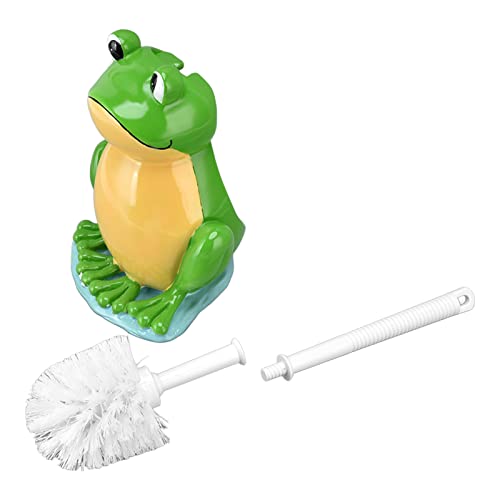 Image of Toilet Brush with Ventilated Drying Holder,Flexible Toilet Bowl Brush Head with Silicone Bristles,Frog Shaped Toilet Brush, Compact Size Toilet Brush with Holder for Storage and Organization