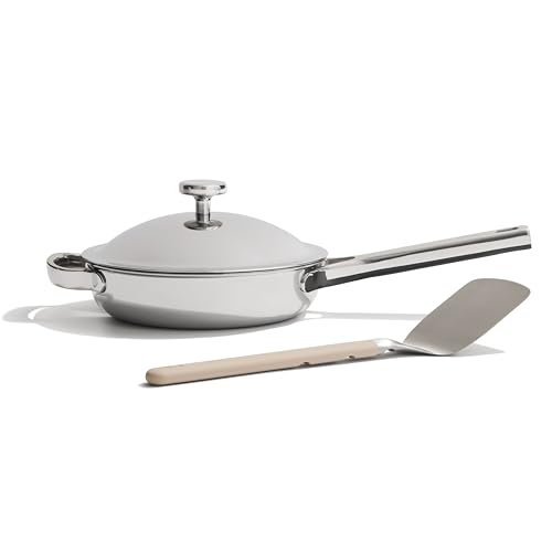 Our Place Mini Titanium Always Pan Pro | 8.5" PFAS-Free Nonstick Frying Pan with Spatula | Chef-Grade Tri-Ply Stainless Steel & Aluminum Build | Induction & Oven-Safe up to 1000°F | Chrome