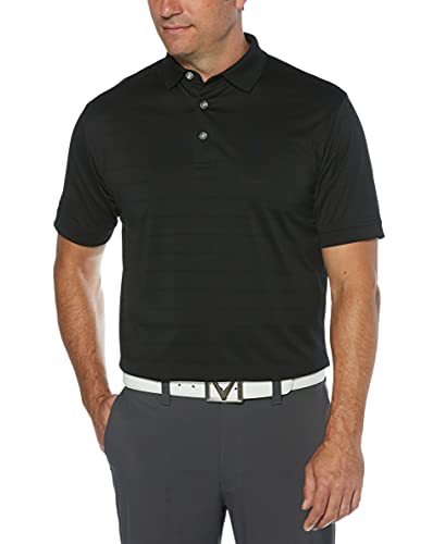 Callaway Men's Basic Short Sleeve Opti-Vent Open Mesh Polo Golf Shirt, Black , X-Large