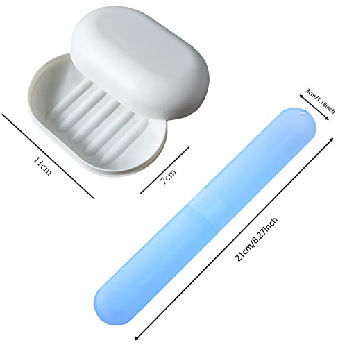HREDZEO Travel Soap Case Toothbrush Case Set,4 Pcs Soap Dish with Lid Toothbrush Cup Cases Travel Soap Box Toothbrush Cover for Home Travel Camping - Image 2