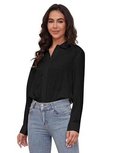 Women's Button Down Long Sleeve Bodysuit Blouse Satin Office Work Shirts One-piece Body Suit Tops Business Casual4