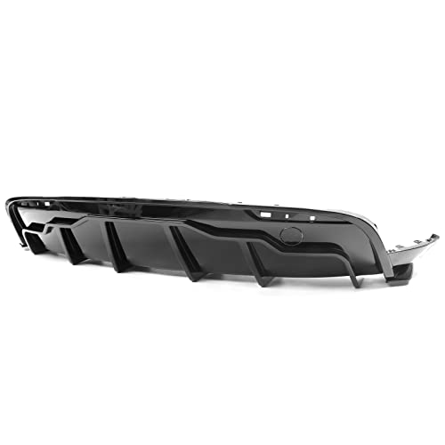 IKON MOTORSPORTS, Rear Diffuser Compatible with 2020-2024 Tesla Model Y, Gloss Black IKON Style PP Rear Bumper Lip Shark Fin Splitter Replacement 3PC, 2021