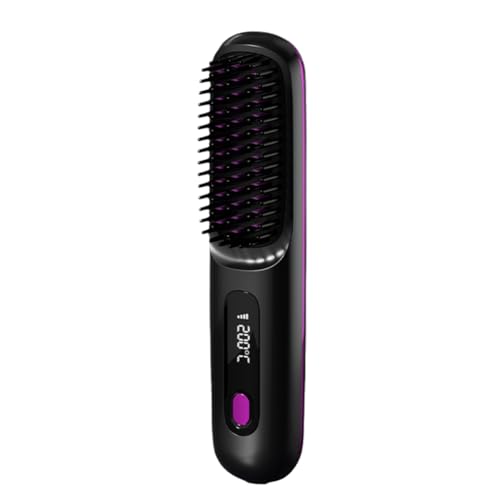 Quystetes Peine Alisador de Pelo Portátil Inalámbrico con Carga USB y Pantalla LCD, Color Negro