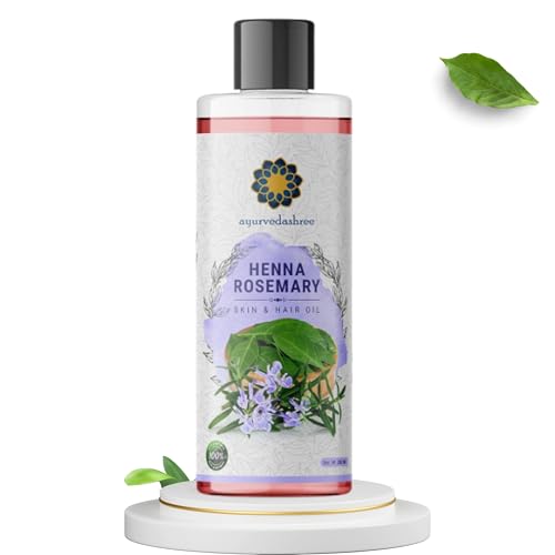 AYURVEDASHREE Henna Rosemary Hair Oil 200 ml, 6.76 fl oz with Neem, Shikakai, Bhringraj, Amla, Brahmi, Sesame, Olive & Sunflower Oils