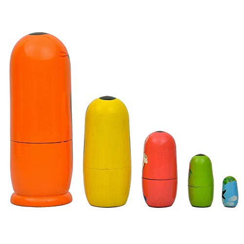 Toolart Set of 5 Wooden Russian Nesting Dolls - Matryoshka Stacking Nested Wood Dolls (Shiv Parivar) 1