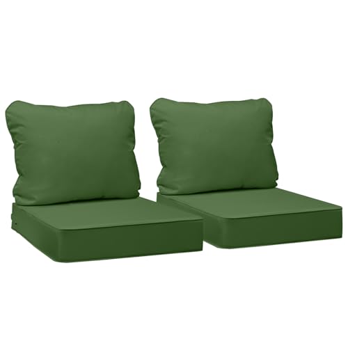 Image of AAAAAcessories Outdoor Seat Cushions for Chairs, Fade-Resistant, Waterproof Patio Furniture Replacement Cushions, 21 inch x 19 inch x 3 inch + 21 inch x 19 inch, Set of 2, Dark Moss Green