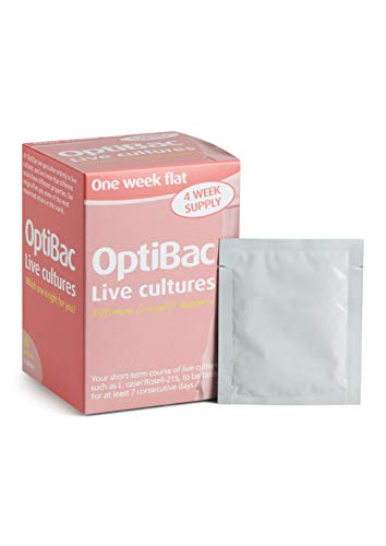 OptiBac One Week Flat | Daily 5 Billion Friendly Bacteria Natural Supplement | Lactobacillus Casei | One Month Supply | 28 Sachets