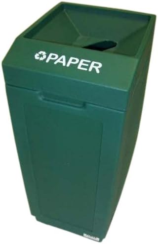 8001837 Open Top Recycle Bin with Paper Graphic, 14.5" L x 21.5" W x 36" H, Green