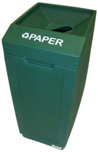 8001837 Open Top Recycle Bin with Paper Graphic, 14.5" L x 21.5" W x 36" H, Green