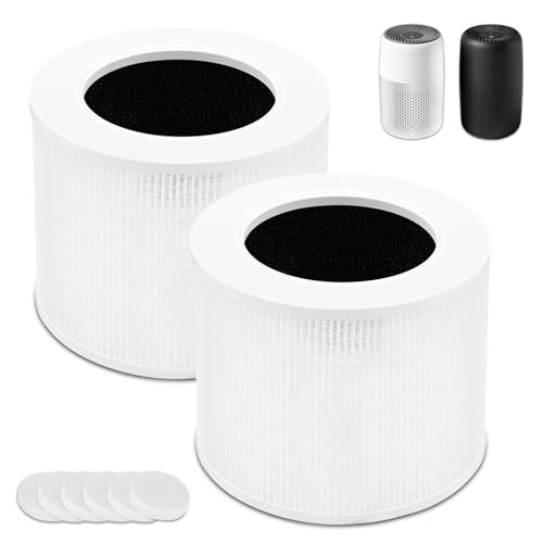 2 Stück Core Mini Filter für LEVOIT Core Mini Luftreiniger, 3-in-1 HEPA Filter und Hocheffiziente Aktivkohle, Entfernt Effektiv Rauch, Gerüche, Allergene und Pollen, Mit 6 Stück Aromapad, Core Mini-RF