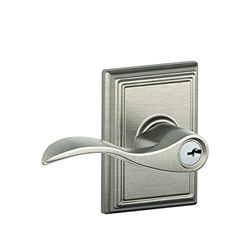 SCHLAGE Accent Lever with Addison Trim Keyed Entry Lock in Satin Nickel - F51A ACC 619 ADD SCHLAGE Accent Lever with Addison Trim Keyed Entry Lock in Satin Nickel - F51A ACC 619 ADD