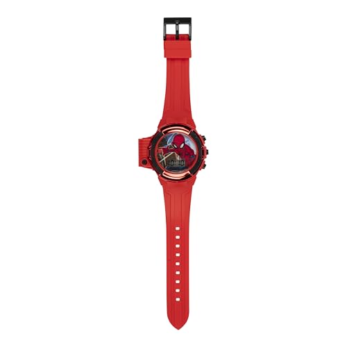 marvel spider-man flashlight watch for kids  light-up fun with lcd display led flashlight and durable silicone band