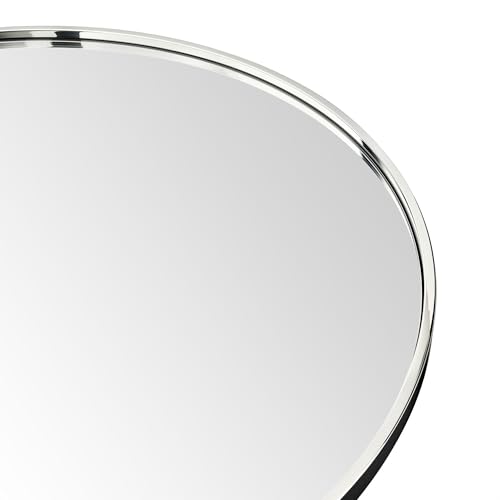 Image of TEHOME Round Polised Nickel 30 inch, Silver Circle Wall Mirror, Metal Frame Modern Round Mirror for Vanity & Entrway