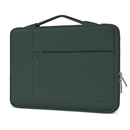 Image of MOSISO Laptop Case 13.3 inch, 13-13.3 inch Laptop Sleeve with Handle Compatible with MacBook Air /Pro 13 /Pro 14 M5 M4 M3 M2 M1,HP Dell ASUS Lenovo, Polyester Multifunctional Computer Bag,Midnight Green