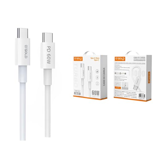Kit Cabo USB-C p/Tipo-C + Carregador Veicular, Cabo Ultrarrápido Alta Potência 60W 1m, Cabo de Dados