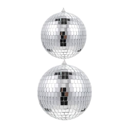 HOODANCOS 2pcs Silver Mirror Disco Reflective Ornaments for Party Decorations for Christmas Weddings and Gatherings Easy to Use Included