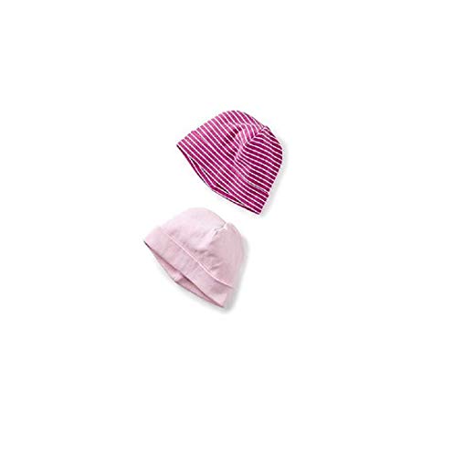 Tea Collection Two-Pack Hat, Pink Crepe (Light Pink Solid/Hot Pink and White Stripes) (3-6 Months)