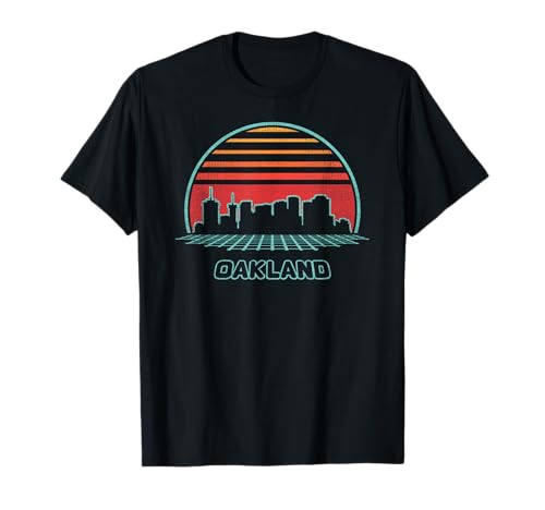 Oakland City Skyline Retro Vintage 80s Style T-Shirt