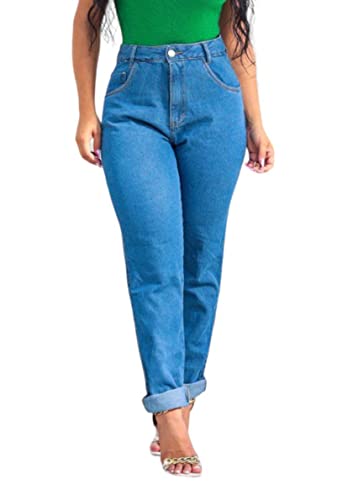 CALÇA MOM FEMININA ESCURA JEANS (46)