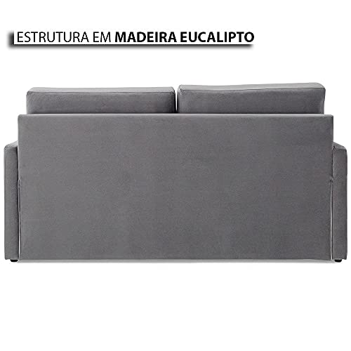 Sofá-Cama 3 Lugares Queen Herval Aurora, Veludo Molhado Grafite, 176 cm