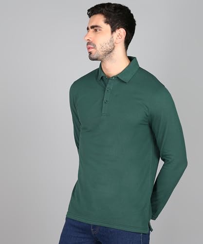 Image of Alan Jones Clothing Men's Cotton Regular Fit Solid Full Sleeves Polo T-Shirt