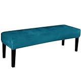 GANILITY Copri Panca Universale Da Pranzo, Rivestimento in Peluche Rimovibile con Cinghie Fisse, Fodera per Panca da Pranzo Elasticizzata, per Hotel, Banchetti, Ristorante, Soggiorno(Blu Pavone)