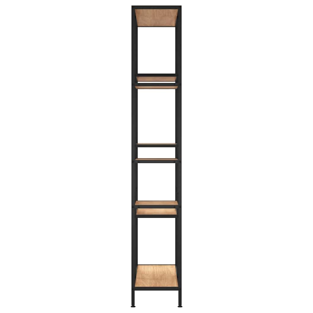 Wood and Metal Bookshelf, 80x30x180 cm, Light Brown and Black | This industrial multi-tier organizer offers space-saving vertical storage for living rooms, bedrooms, and home offices.