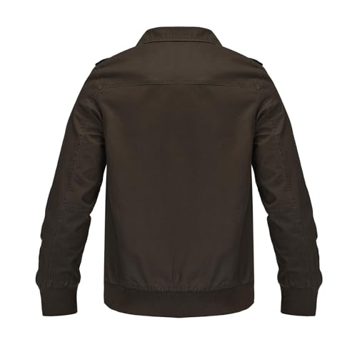 Image of Mens Casual Washed Cotton Military Jacket Warm Canvas Windbreaker