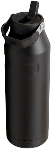 Image of Stanley IceFlow Flip Straw 2.0 Water Bottle 50 OZ | Built-In Straw with Larger Opening | Lightweight & Leak-Resistant | Insulated Stainless Steel | BPA-Free | Black 2.0