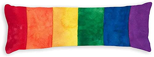 Gay Pride Rainbow Flag Body Pillow Cover for Pregnant Women 20" x 54" Machine Washable Adults Soft Cotton Decorative Pillowcase Long Bed Pillow for Adults Home Decor