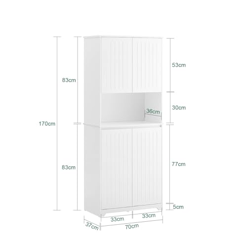Sobuy Mobiletto Bagno Salvaspazio Con Portabiancheria Colonna Alta 170 Cm Con 2 Ante, Ripiano Aperto E Cesti Estraibili Armadietto Bagno Per Lavanderia Bianco BZR150-W - 3