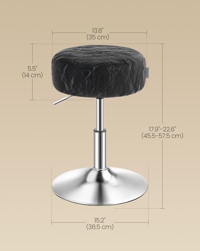 Image of VASAGLE Adjustable Bar Stools Set of 2, 360 Swivel, PU Leather, Thick Cushion, for Kitchen, Dining Room Bedroom, Modern, Ink Black