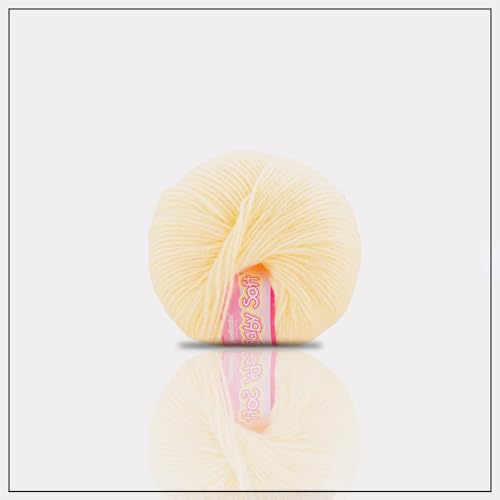 Image of Vardhman BabySoft Knitting Yarn | 100% Acrylic Wool | 4 Ply | Thin Knitting & Crocheting Hook Thread & Lightweight | Special Baby Wool | 150 Grams (6 Balls of 25g) | Machine Washable | Ideal for Blankets, Hats, Booties Ultra-Soft for Baby Sweaters, Blankets, Caps, Socks, Soft toys, Art & craft (Orange 90 + Cream 42 + Balck 21)