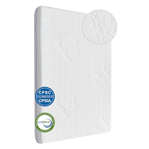 Image of Bassinet Mattress Topper 32x18x1.5Bamboo Fiber and Microfiber Cover,Dual Side Gel Memory Foam Mattress.with ronbei Bassinet Mattress，Ingenuity Foldaway Rocking Bassinet and Dream On Me Poppy Bassinet