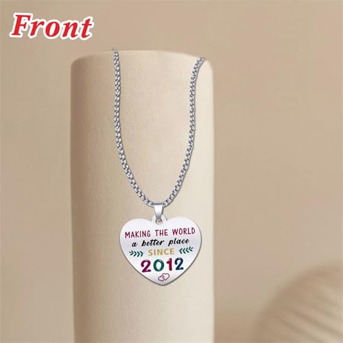 13th Birthday Gifts for Girls - Born In 2012 Birthday Gifts - Engraved Stainless Steel Heart Pendant Necklace - 13 Year Old Girls Birthday Gift3