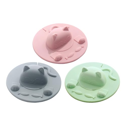 3 Pièces Couvercle De Tasse En Silicone, Couvercles De Tasses Avec Porte-Sachet De Thé, Anti Poussière Réutilisable, Design De Chat Mignon Pour Maison,...