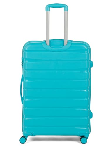 Image of Teakwood MA Trolley Bag, Hard with Zipper Closure, Adjustable Push Button & Cross Side Strap, Number Lock System 360 Degree (Set of 3, Aqua Green)