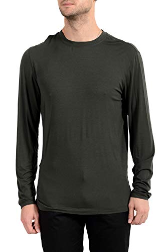 Armani Collezioni Men's Dark Green Long Sleeve Crewneck T-Shirt US XL IT 54