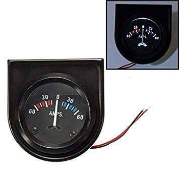 Ubersweet® Car Black Pointer AMPS Meter 60-0-60A White LED Light 2'' 52mm