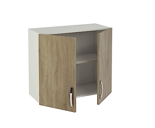 PEGANE Meuble Haut de Cuisine 2 Portes Coloris chêne Cortez - Hauteur 70 x Longueur 80 x Profondeur 35 cm