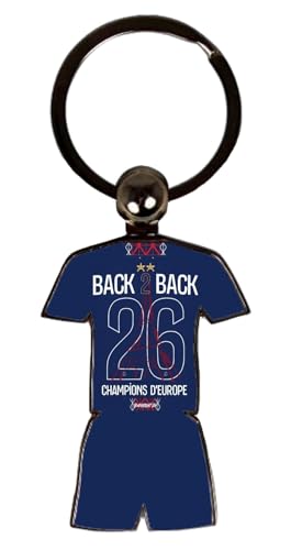 Porte-Clés Maillot de Football Back 2 Back 2026, Champion d'Europe, Anneau Argenté, Domicile ou extérieur, Paris (Domicile)