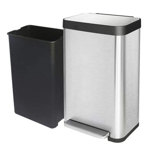 Caneca de basura rectangular de acero inoxidable 13 gal