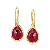 Ross-Simons 9.25 ct. t.w. Bezel-Set Ruby Drop Earrings in 18kt Gold Over Sterling